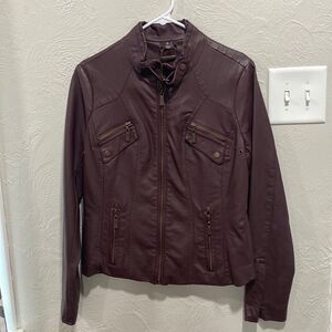 JOU JOU Faux Leather Moto Zip Up Jacket Size Large